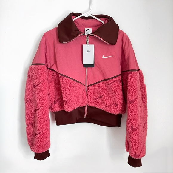 Nike Jackets & Blazers - Nike Women's Two-Tone Pink Teddy Jacket